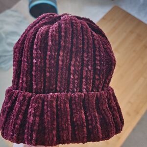 Divided Burgundy Knit Beanie